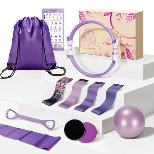 LZCDUDU Pilates Kit for Women, 14.5 in. Pilates Ring with Sliding Discs & Leopard Band, Complete Home Pilates Kit for Beginners, Versatile Pilates Equipment for Strength and Flexibility