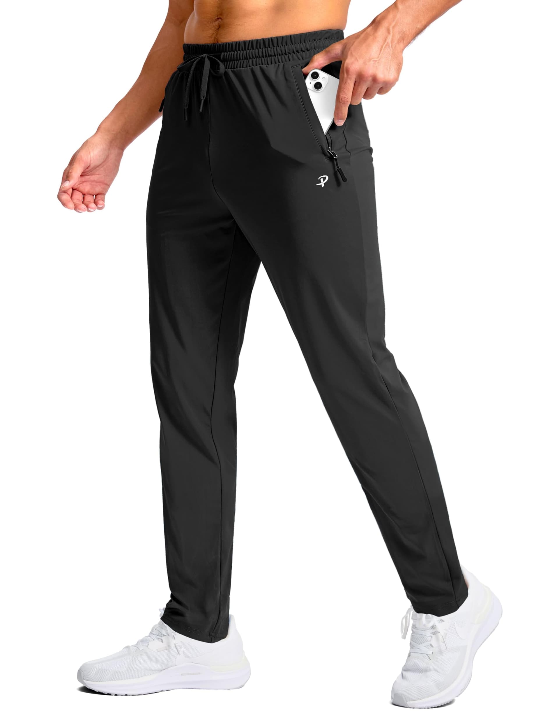 Pudolla 32"/34"/36"/38" Inseam Men's Tall Sweatpants with Zipper Pockets Lightweight Joggers for Athletic Workout Casual