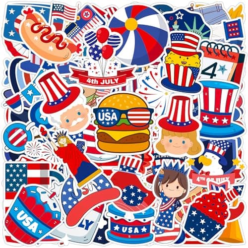 HSHFAMIIY 4th of July Stickers - 4th of July Outfits for Women, 100Pcs Patriotic Stickers - Memorial Day Scrapbooking, 4th of July Accessories Decorations Gifts Crafts Activities Party Favors for Kids
