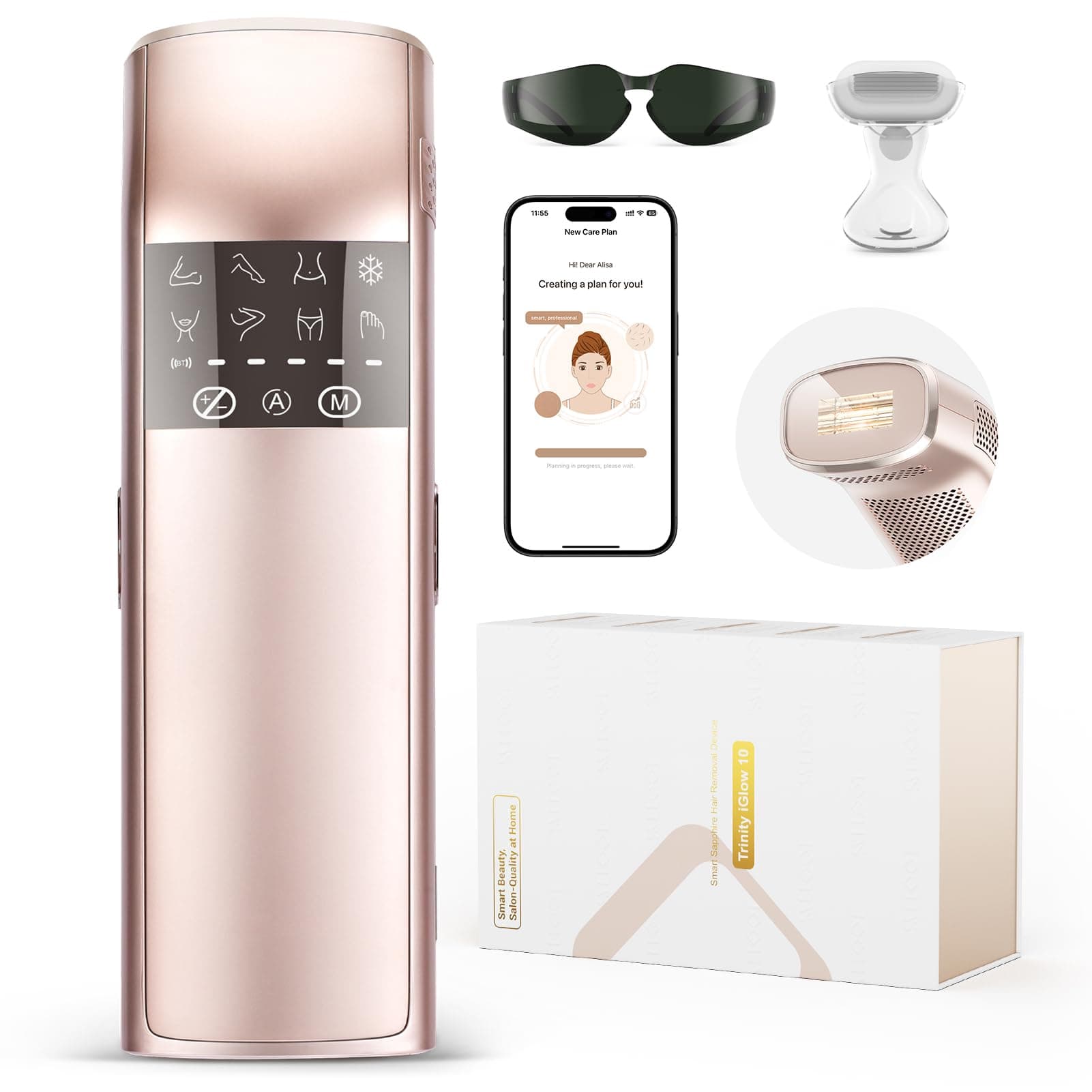IPL Laser Hair Removal, 25J Triple-Pulse, 12cm² Sapphire, 37°F Ice-Cooling