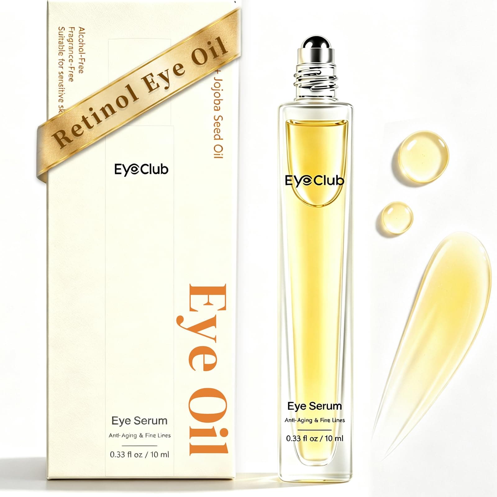 Retinol Eye Serum Oil Roller | Plant-Derived Repairing Under Eye Oil with Jojoba & Squalane | Anti-Aging Eye Treatment for Fine Lines & Barrier Care
