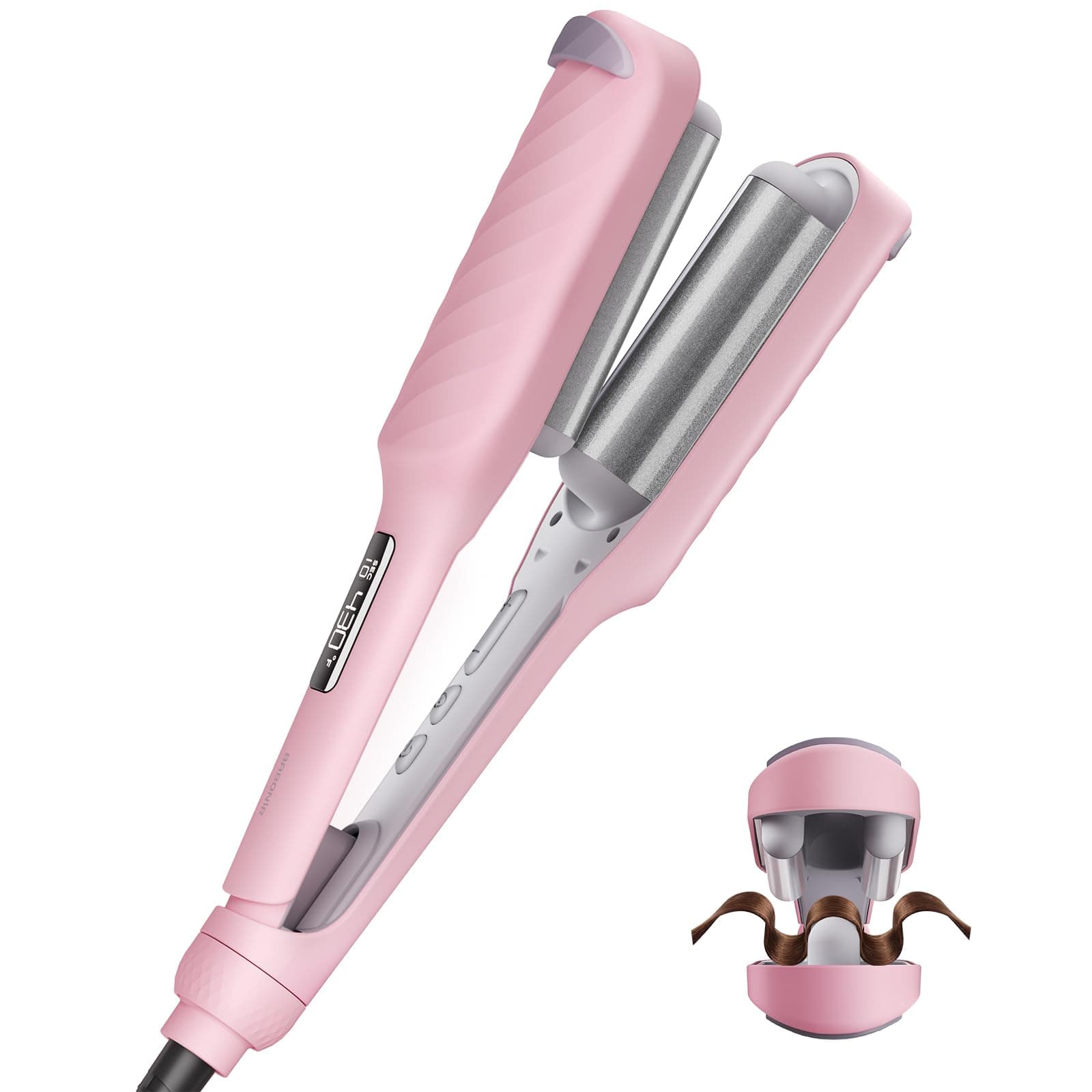 BABONIR Hair Crimper with 3 Barrels, Curling Iron for Beach Waves