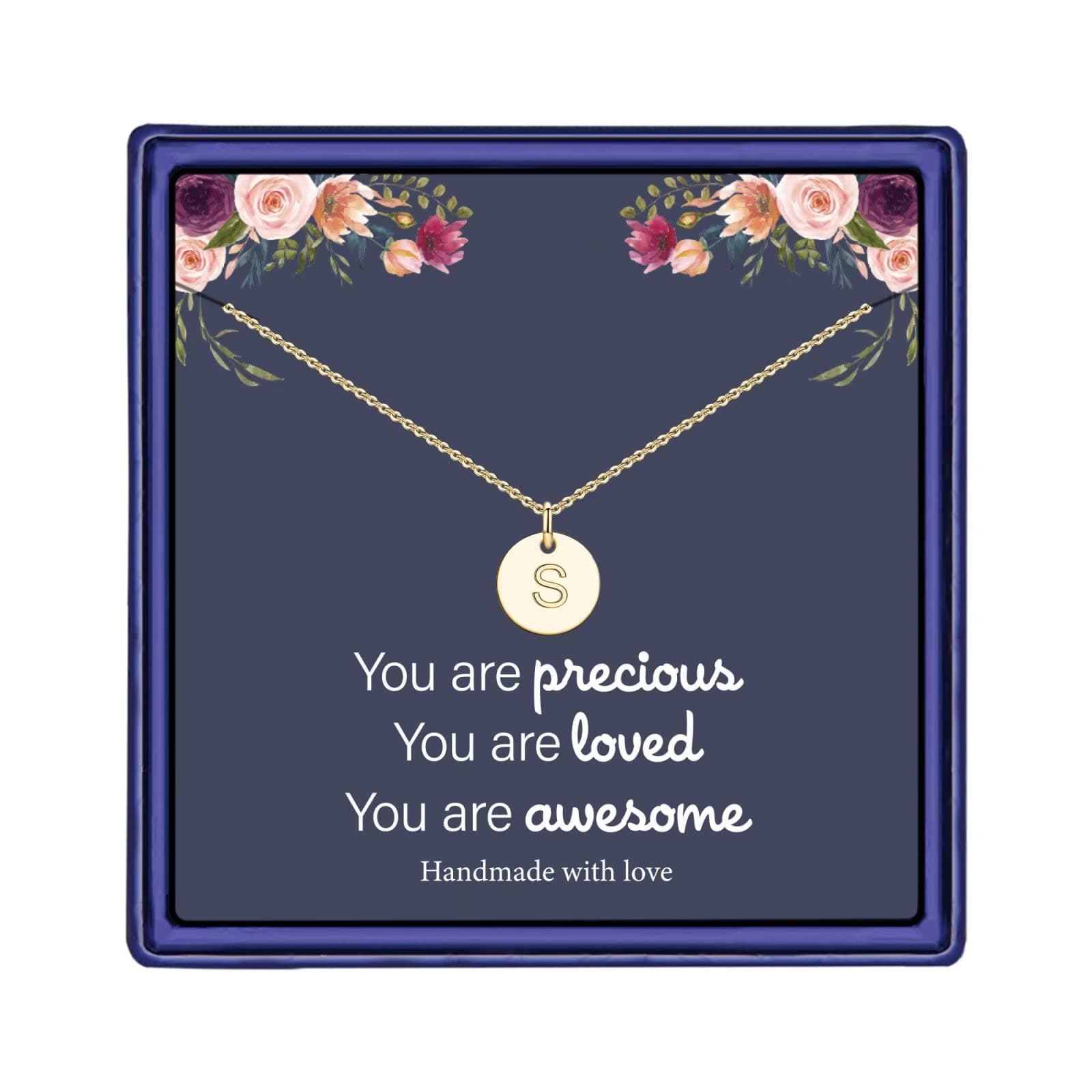 Disc Initial Necklaces for Girls Jewelry - Birthday Gifts for Girls