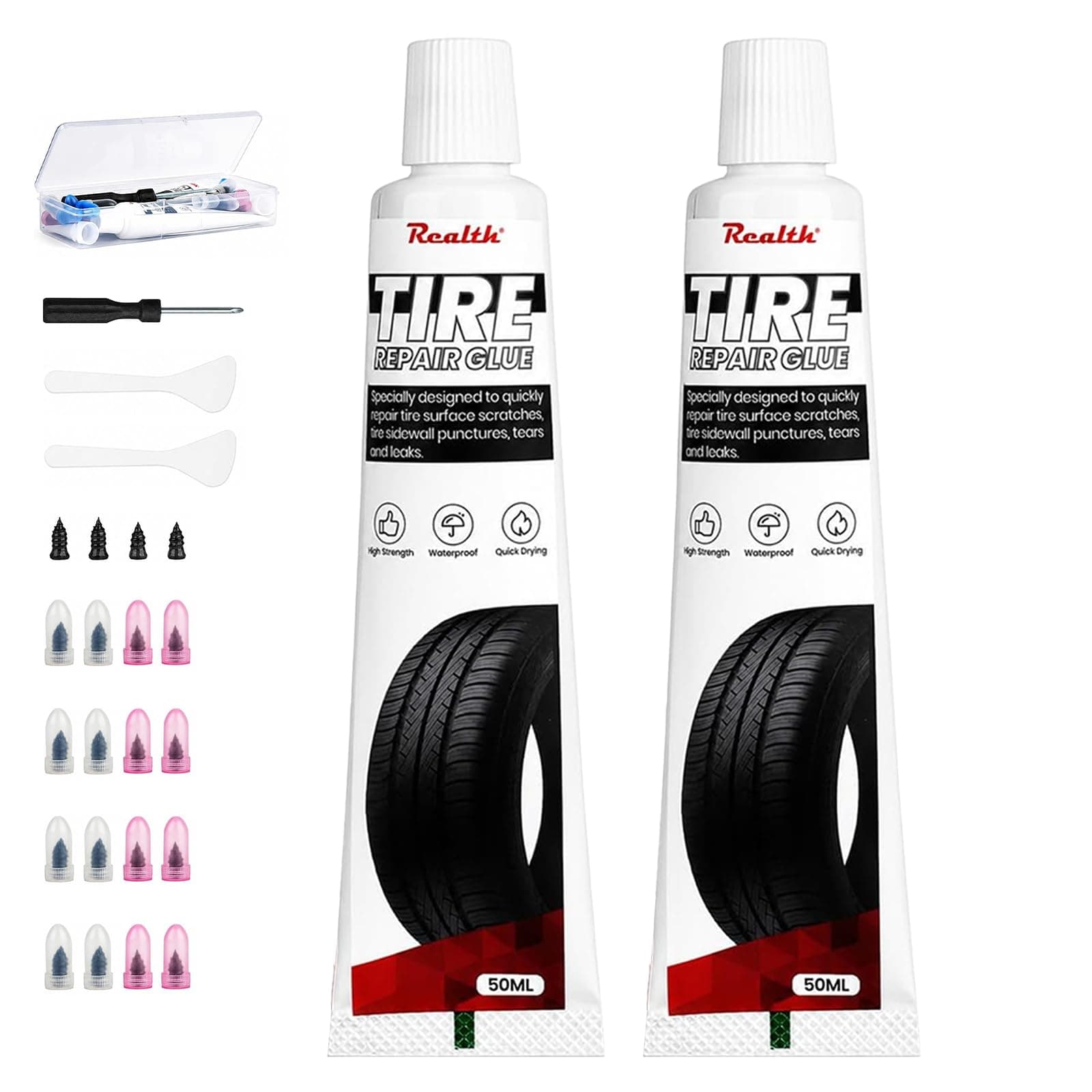 Tire Repair Glue, 50ML 2 Pack Professional Black Rubber Cement
