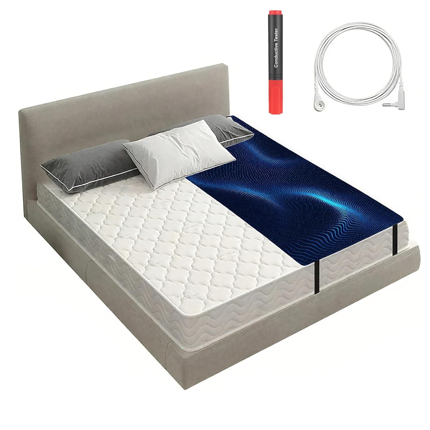 Grounding Mat for Bed with Anti-Slip PU Leather, 27"*76", Black