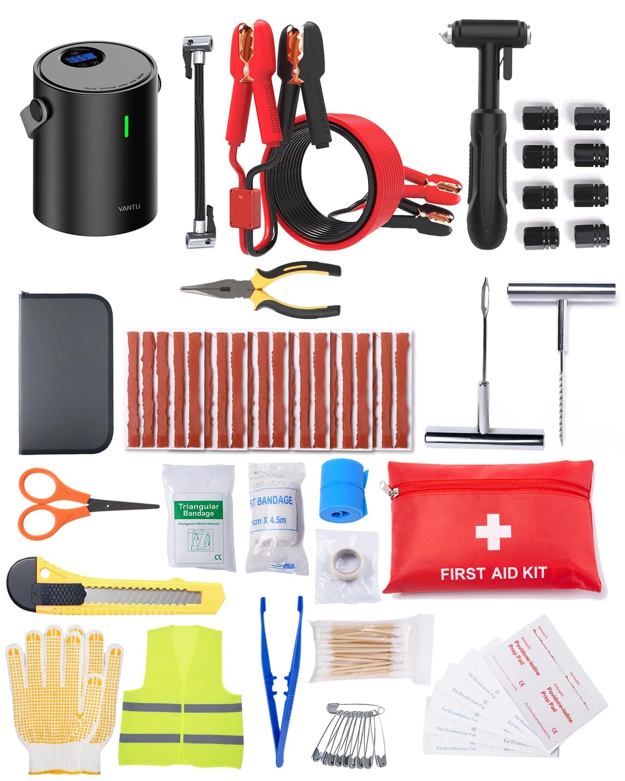 Yetour Emergency Kit - Tire Inflator Portable Air Compressor & Jumper Cables for Car