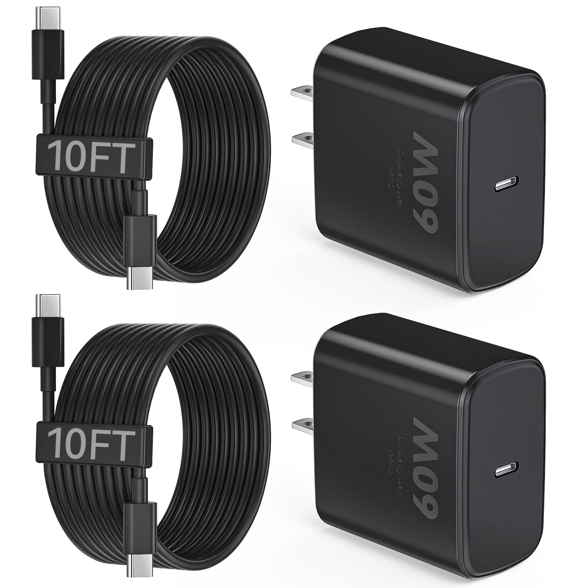 60W USB C Super Fast Charger, Phone Charger Fast Charging Block with cable