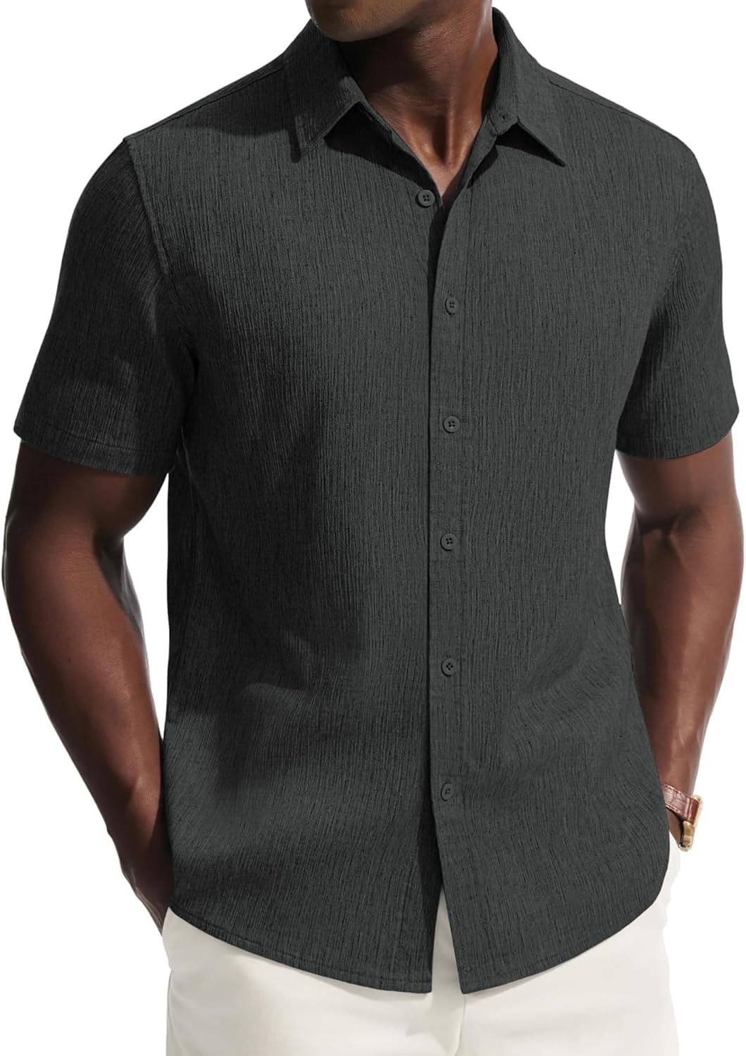 PJ PAUL JONES Mens Short Sleeve Button Down Shirt