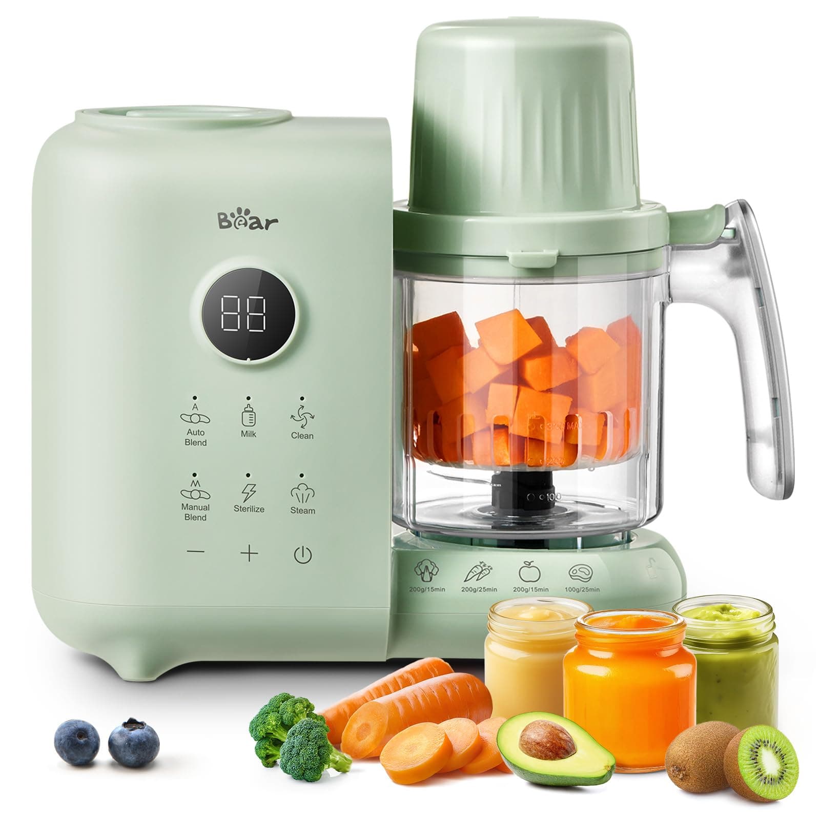 Bear Baby Food Maker Steamer&Blender with Dual-Layer Steam Baskets