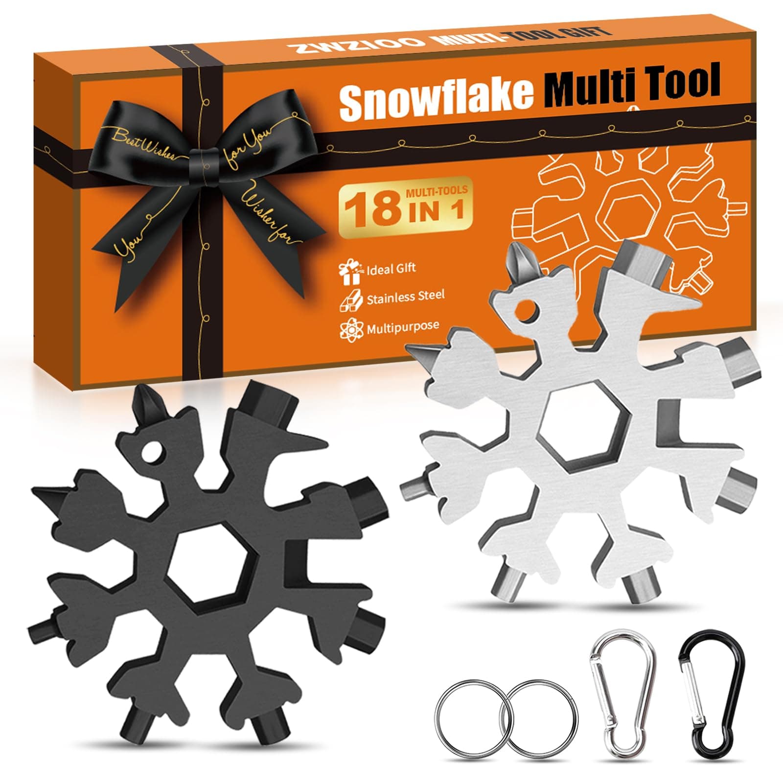 Stocking Stuffers Gifts for Men,18 in 1 Snowflake Multitool, 2 Pack