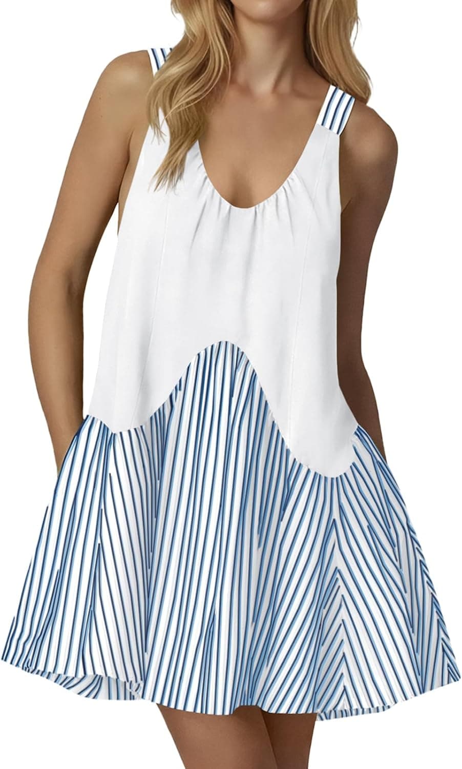 FISOEW Womens Sleeveless Tank Mini Dress