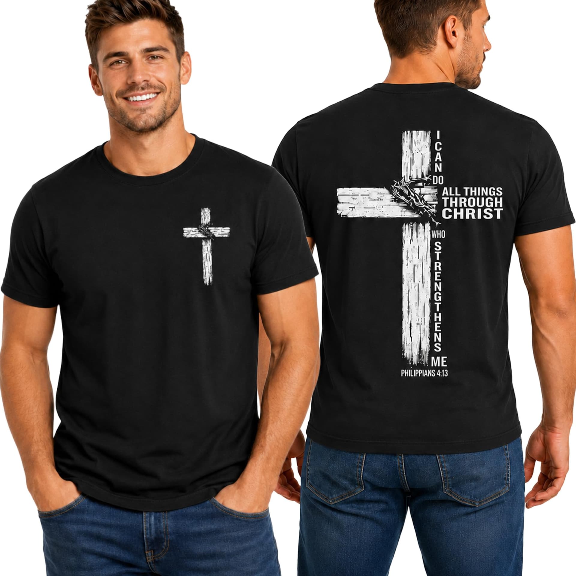 Christian Shirts for Men: Stretch Faith Cross Bible Verse Costumes Tee