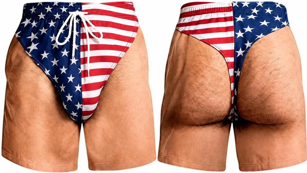 OCFTERY Mens Patriotic Swim Trunks