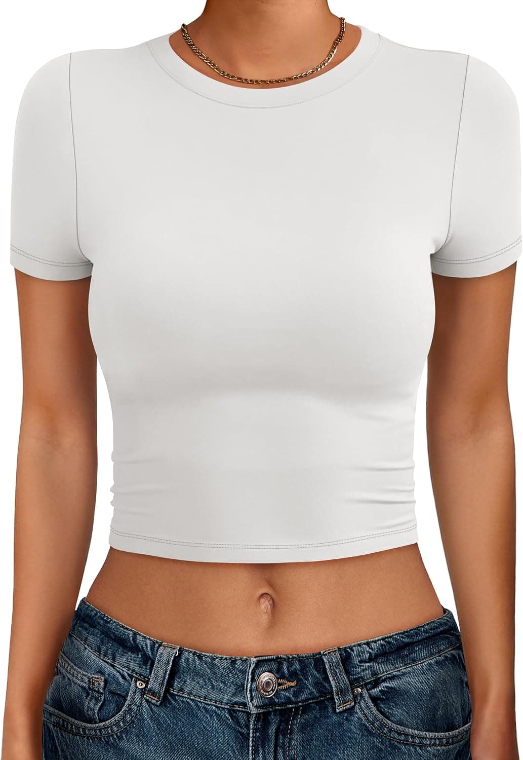 ANRABESS Short Sleeve Crop Tops