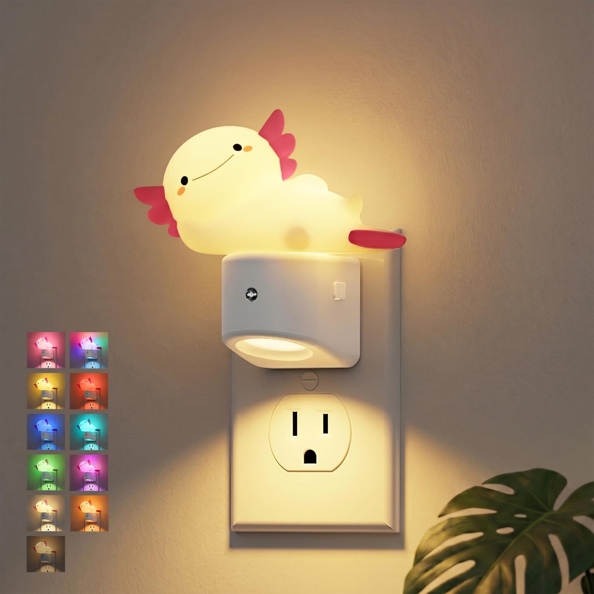 JandCase Night Light for Kids,3D Funny Axolotl Night Lights Plug into wall