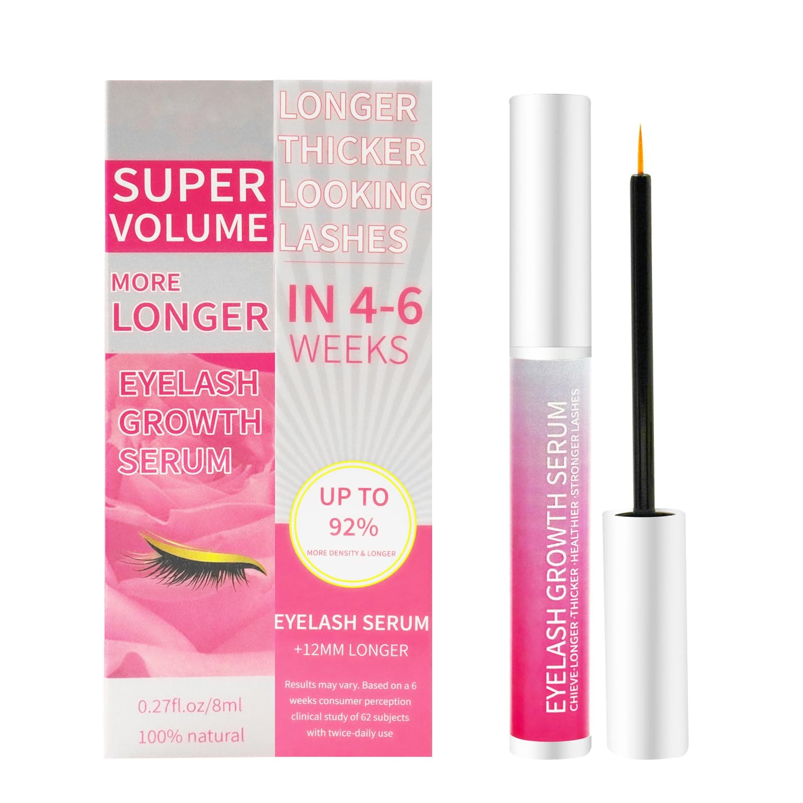 Eyelash Growth Serum – Lash Serum for Eyelash Growth with Plant Extracts for Longer Thicker Fuller Lashes Nourishing Formula to Enhance Natural Beauty Hypoallergenic Oil Free lash growth serum