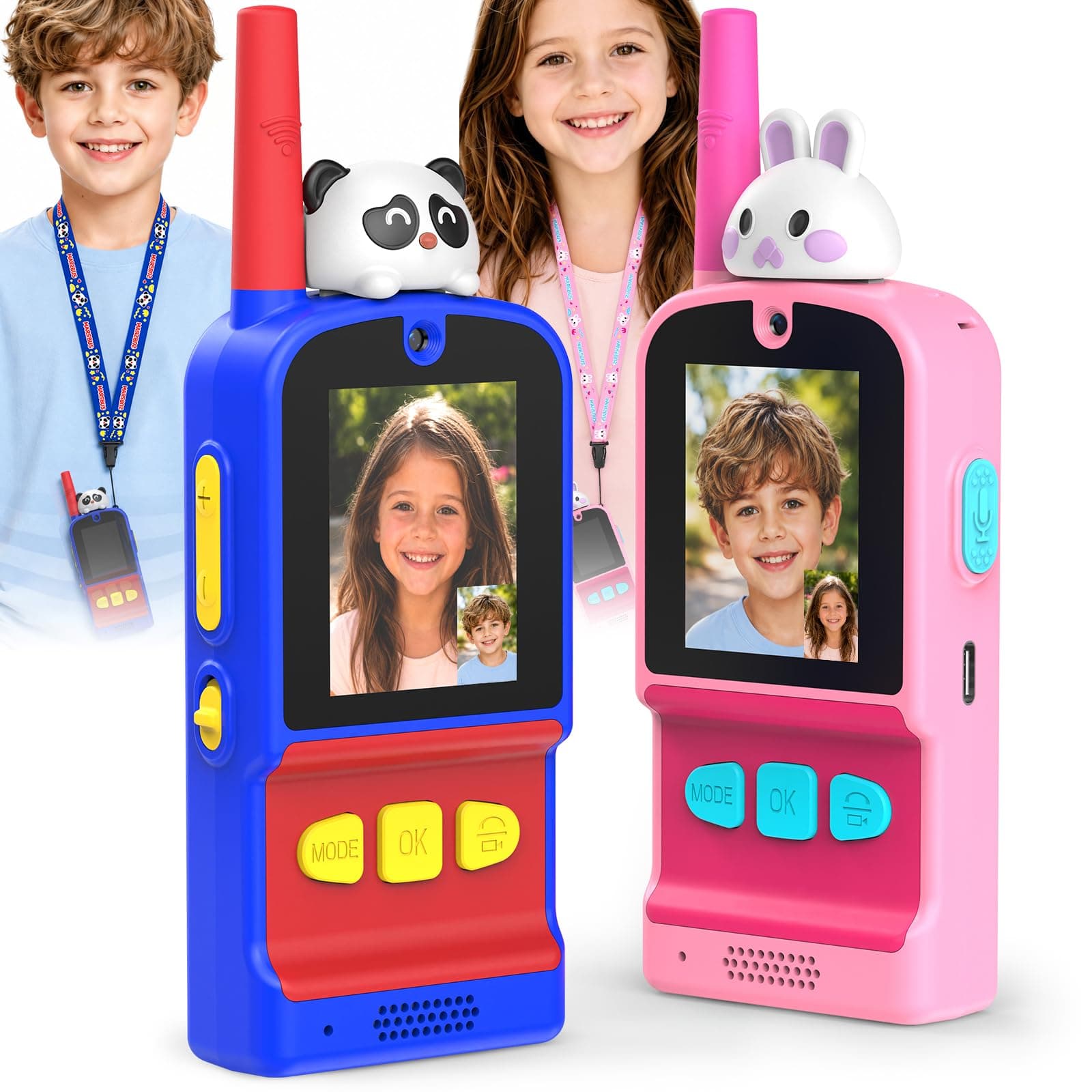 Video Walkie Talkies for Kids 2 Pack, Gift for Ages 3-12 Girl & Boy
