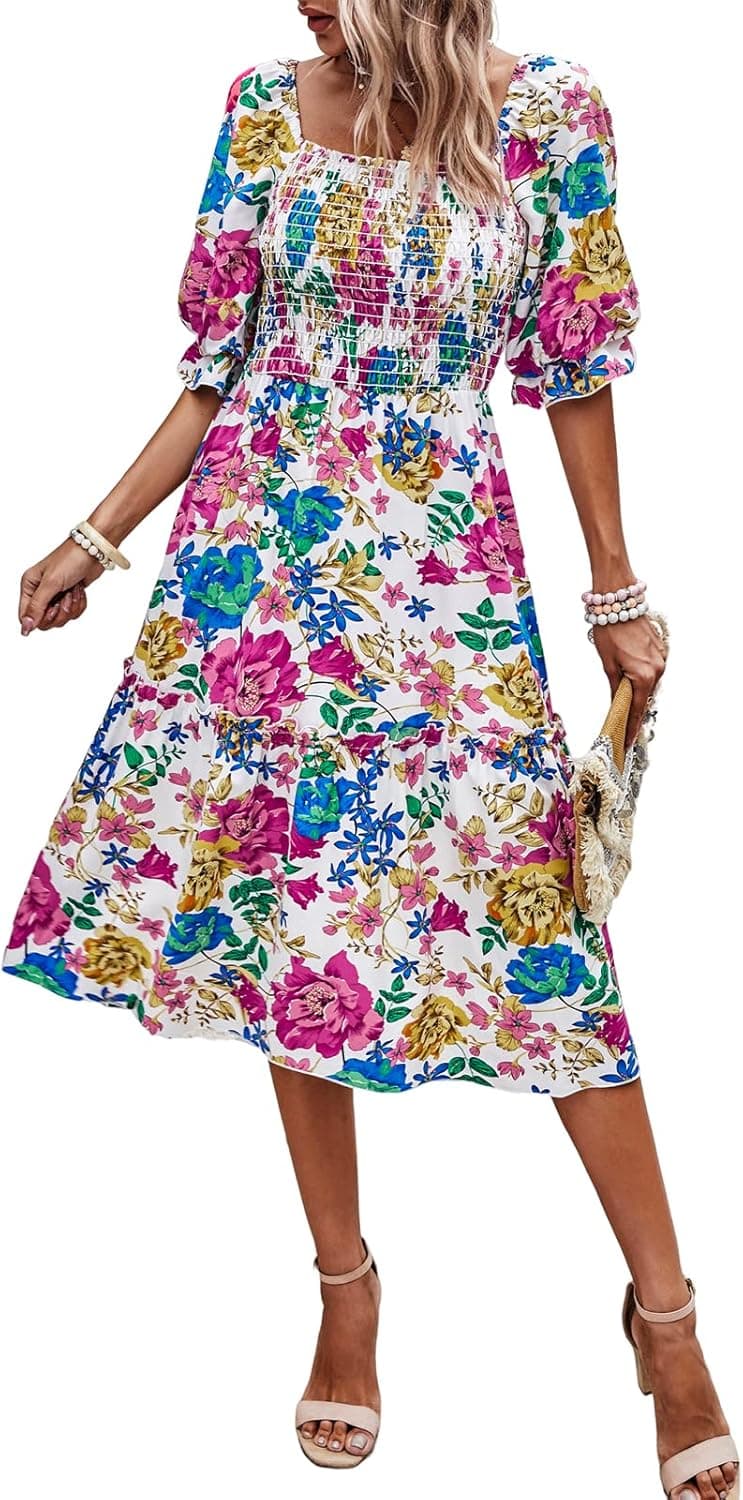 PRETTYGARDEN Floral Midi Dresses