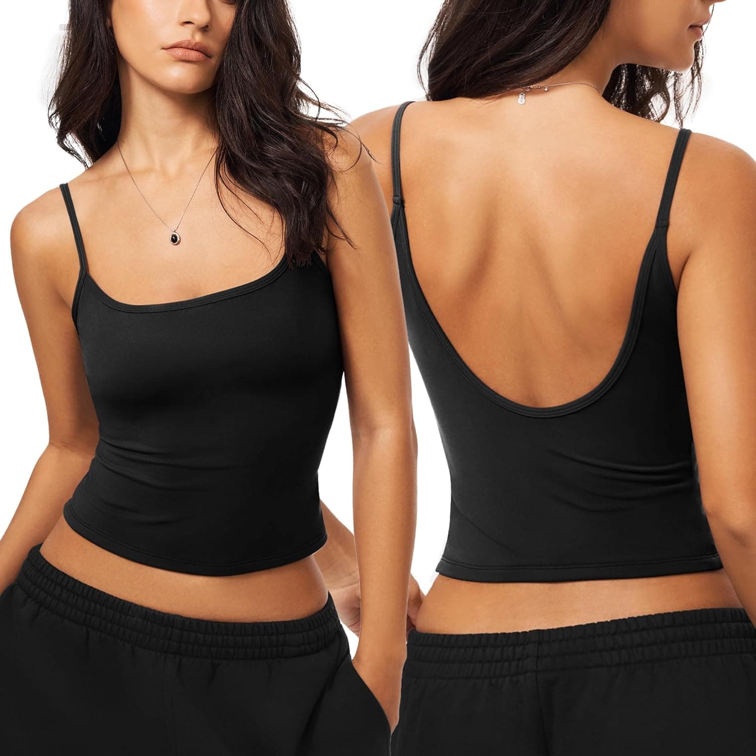 SUPERARUGOO Womens Open Back Crop Tank Top