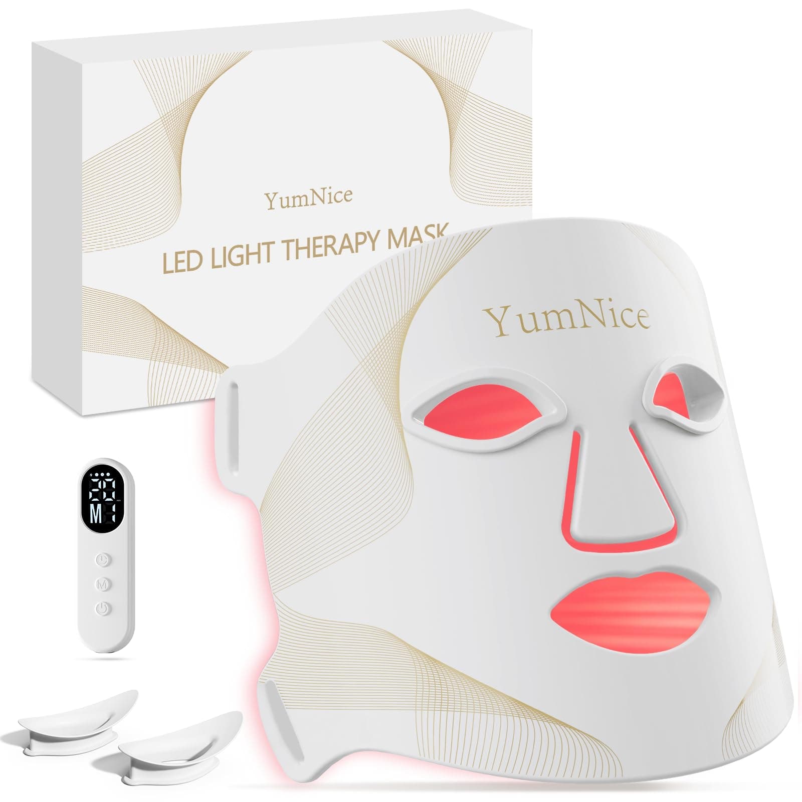 Red Light Therapy for Face, 8 Light Modes & 850NM Infrared LED Face Mask Light Therapy with 288 LEDs 3-in-1 Chip, Auto Cycle, Rechargeable Remote,Cordless Red Light Mask Skincare for Home Travel