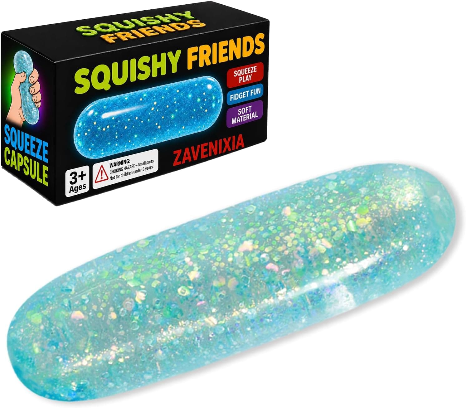 ZAVENIXA Blue Squishy Stress Capsule Toy