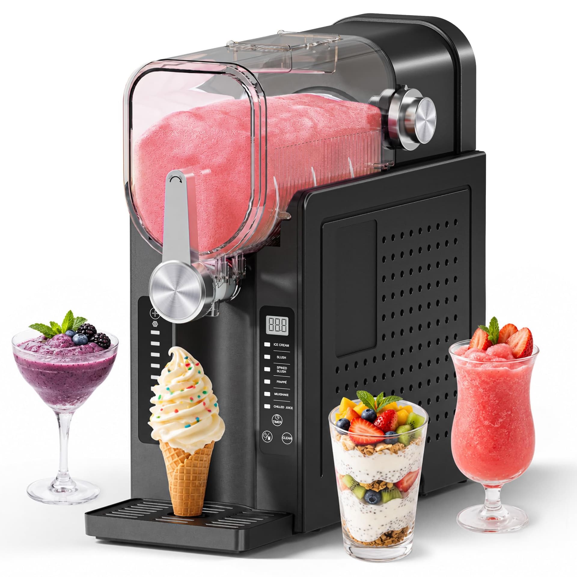 Slushie Machine for Home, No Ice Needed Ice Cream Maker, Black