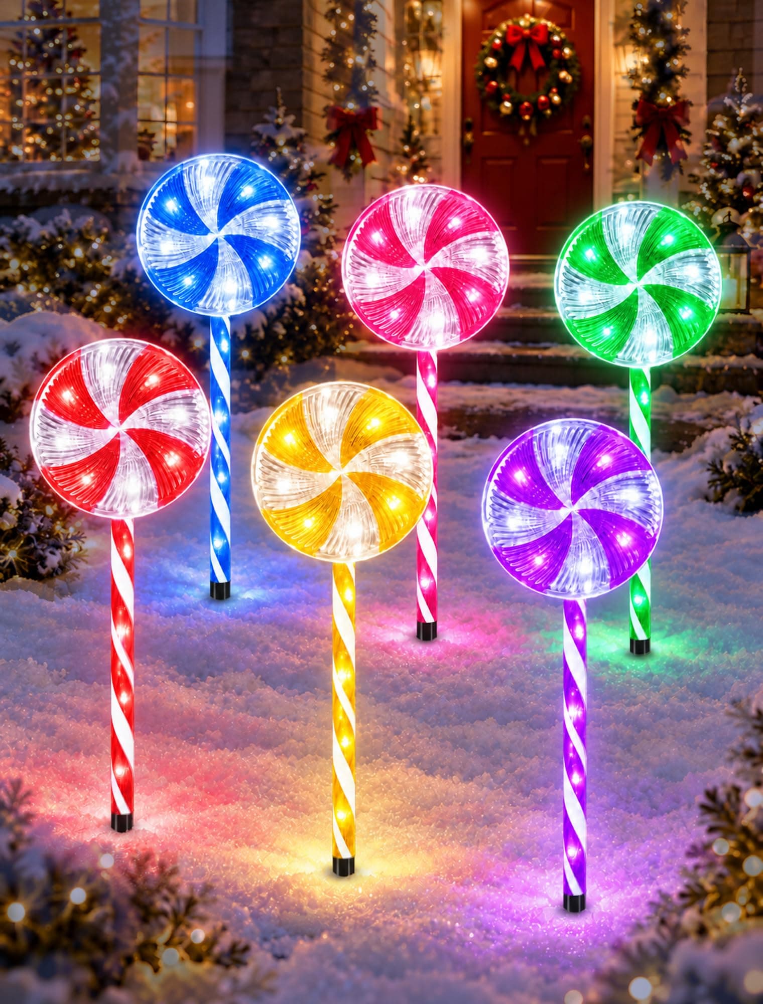 Lollipop Pathway Lights Outdoor,Christmas Candy Cane Light 6 Pack