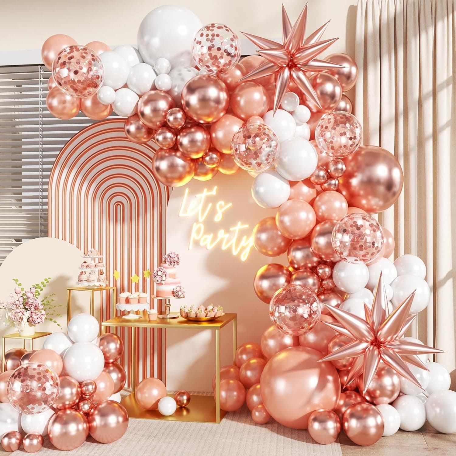 LANGASQUE Rose Gold Balloon Garland Kit