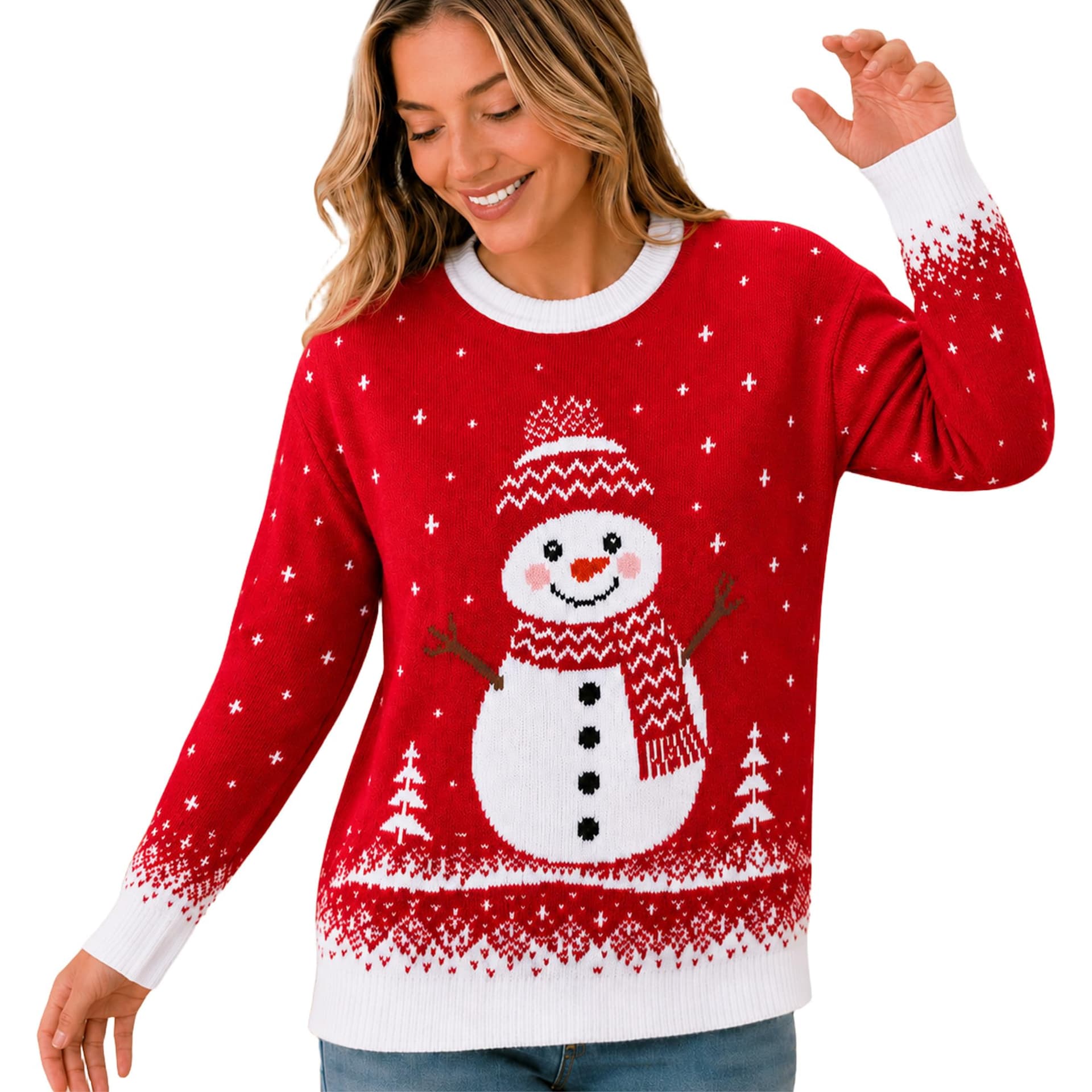 Ugly Christmas Sweater Women:Funny Snowman Costume Knit Pullover