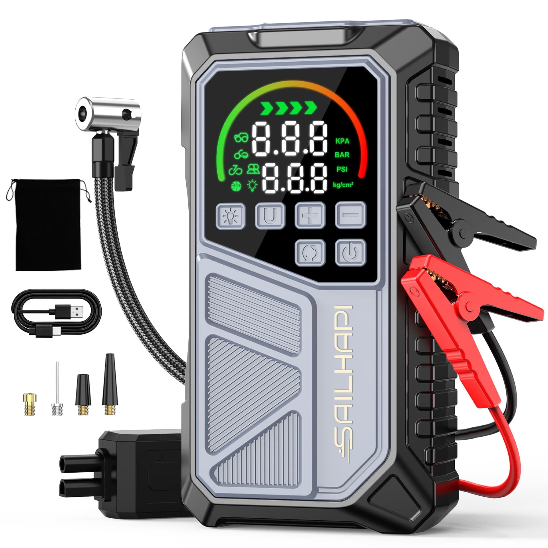 SAILHAPI Jump Starter with Air Compressor, Save Time & Money on the Road, Cool Car Accessories for Men