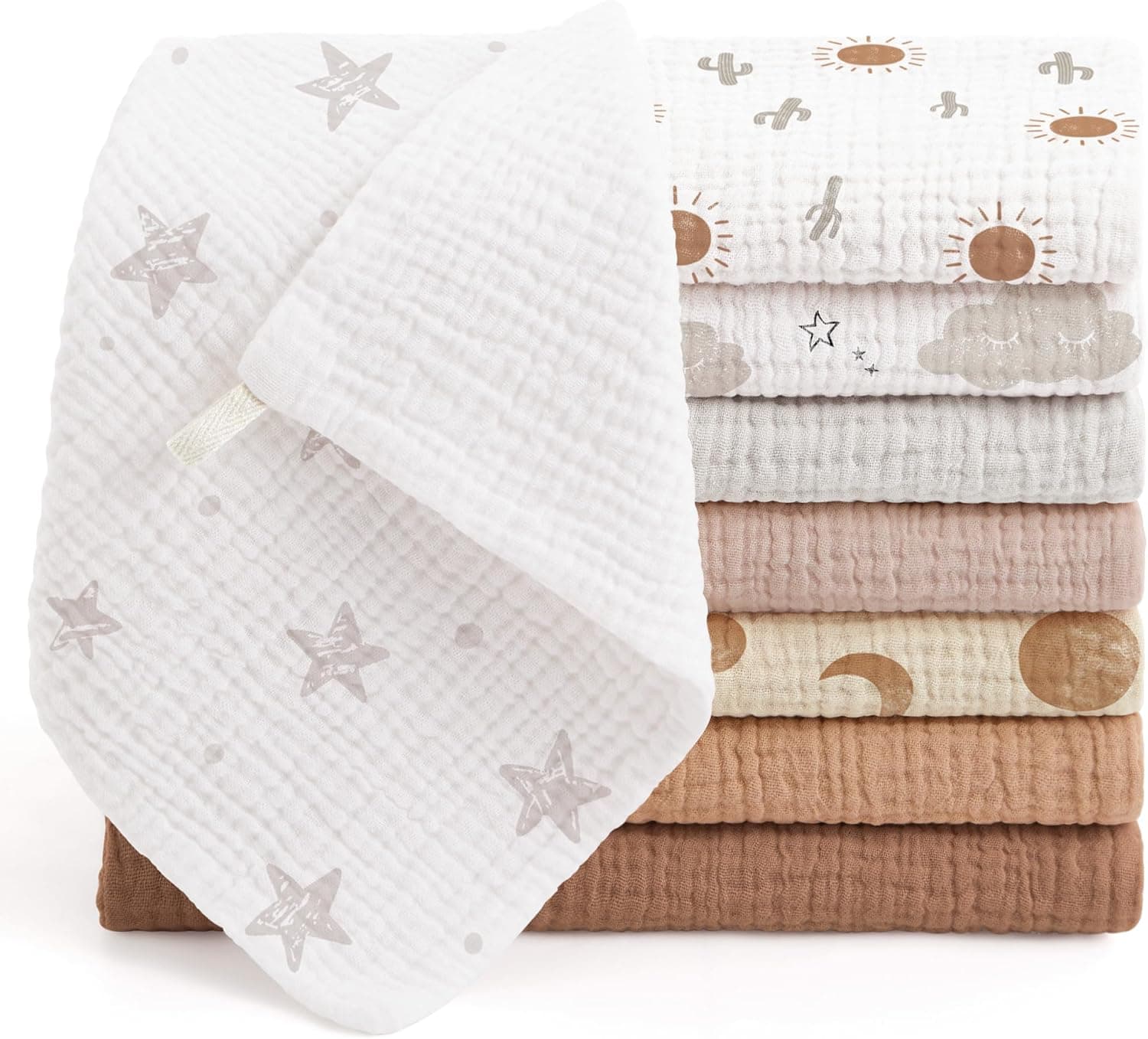 BEARMOSS 8 Pack Muslin Squares Cloths