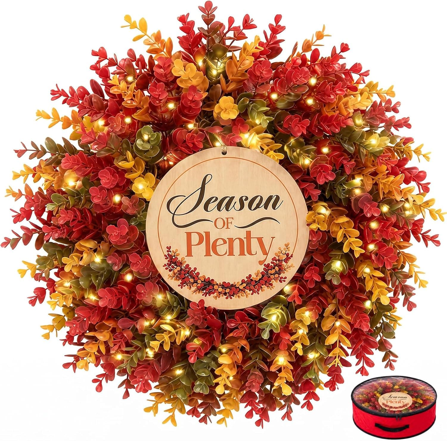PRESENTASTIC Fall Leaf Wreath for Front Door