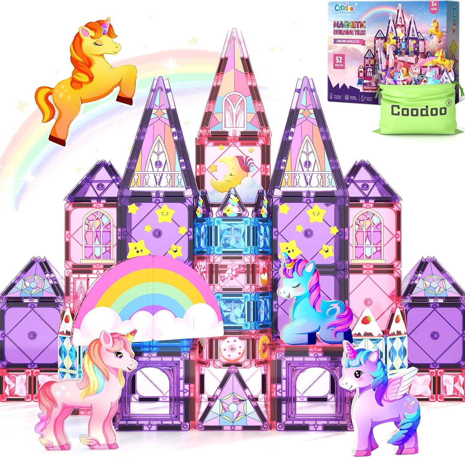 COODOO Magnetic Tiles Unicorn Toys