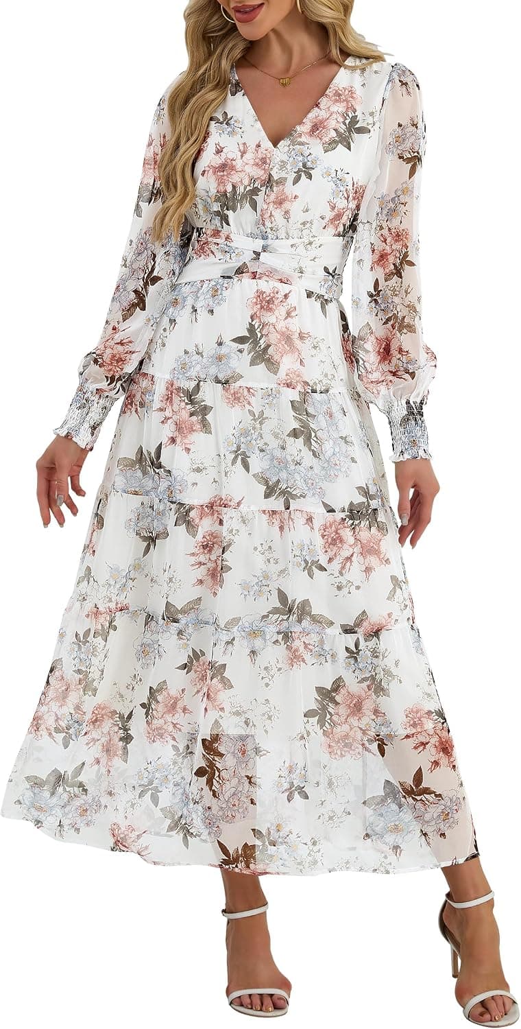 ANRABESS Floral Long Sleeve Maxi Dress